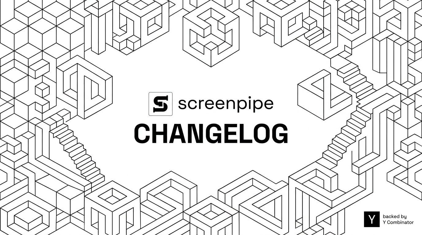 screenpipe license update and product changelog